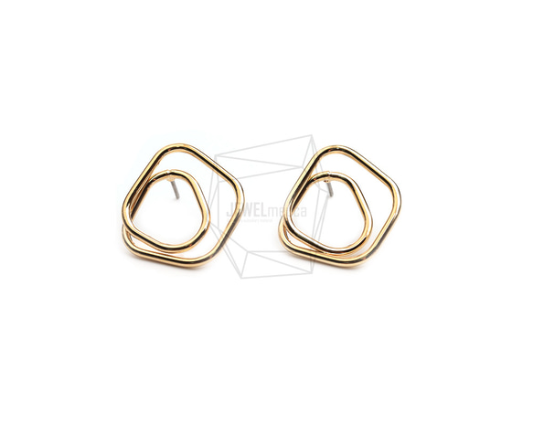 ERG-2402-G【2個入り】ダブルラウンドピアス,Double Round post earring 1枚目の画像