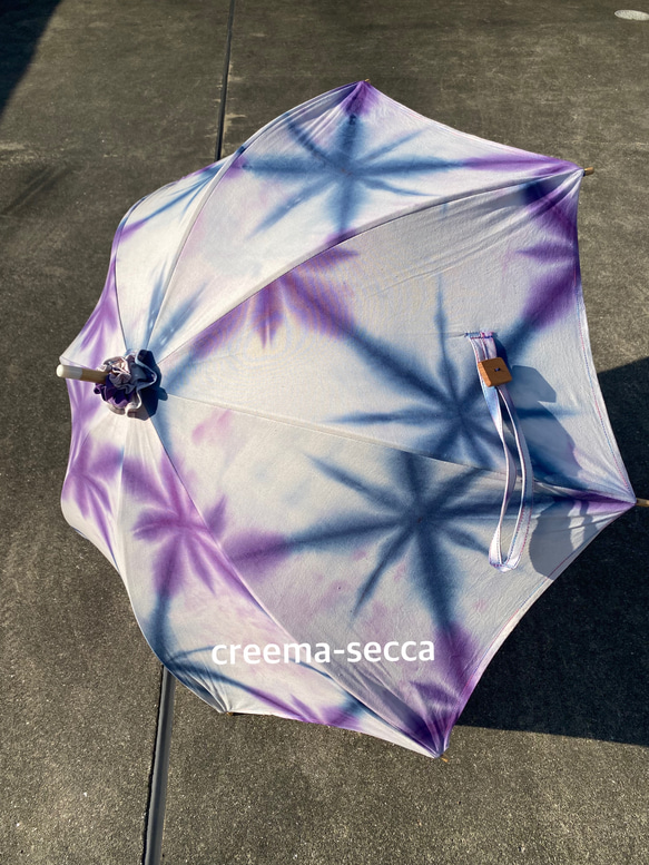 送料無料＊ 雪紫 日傘 板締めの雪花絞り染め 傘・日傘 secca