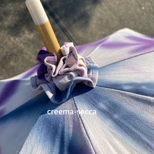 泥染型染板締め雪花絞り染の日傘