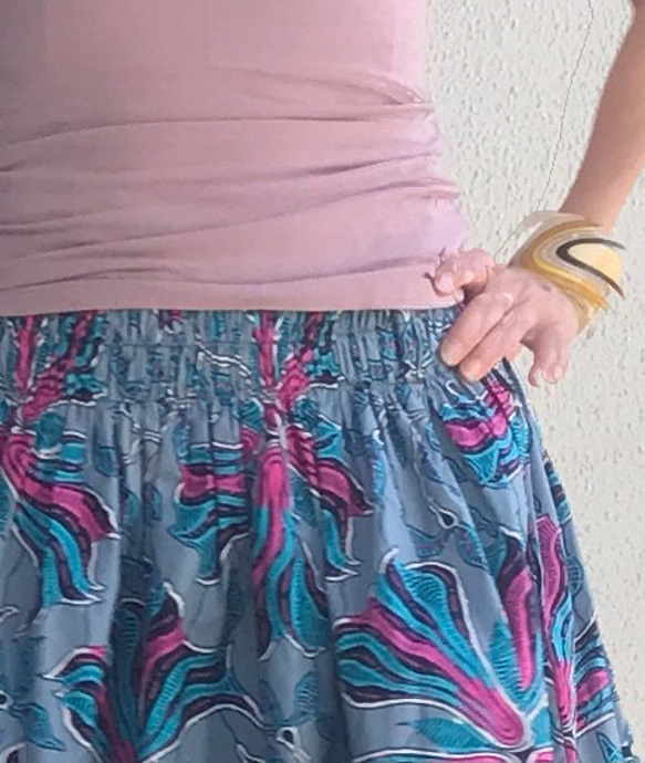 【受注製作】アフリカン綿プリント　腰シャリング　ロング　スカート 3枚目の画像