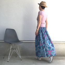 【受注製作】アフリカン綿プリント　腰シャリング　ロング　スカート 4枚目の画像