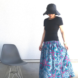 【受注製作】アフリカン綿プリント　腰シャリング　ロング　スカート 5枚目の画像