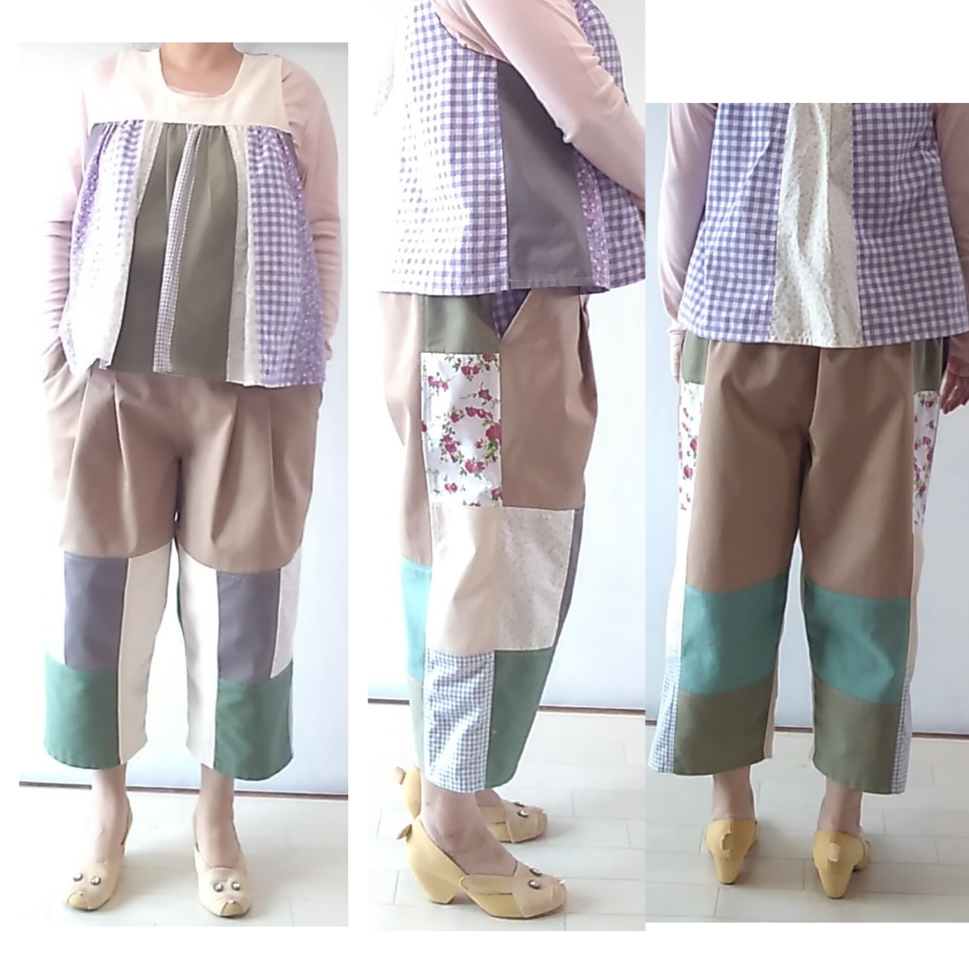 セットアップ!!オトナサイズゆったりな2タックワイドパンツ＆トップス