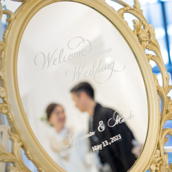 ステッカー付き】ウェルカムミラー(ゴールドフレーム) | Wedding