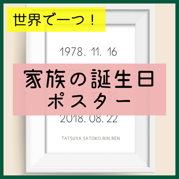 Happy Birthday！　家族の誕生日　⭐️人気⭐️A4 ポスター　北欧　アート　プレゼント　北欧　記念日　 2枚目の画像