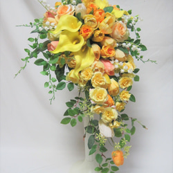 チューリップとカラーの花のキャスケードブーケ♪生花みたいに綺麗な造花です♪髪飾り付♪高品質なのに安い 18枚目の画像