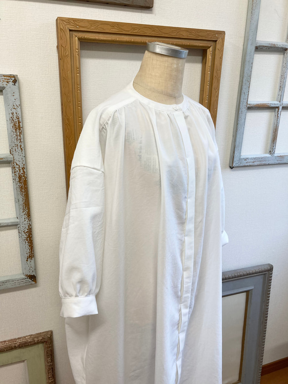 促銷價 成人連衣裙❤️ 縮褶四分之三袖襯衫連衣裙 白色（尺碼不限 LL） 第4張的照片