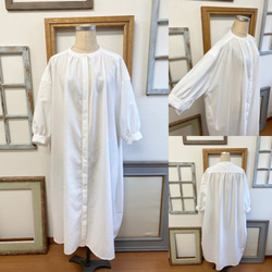促銷價 成人連衣裙❤️ 縮褶四分之三袖襯衫連衣裙 白色（尺碼不限 LL） 第2張的照片