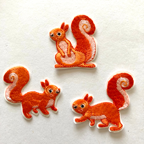 刺繍アイロンワッペン リス ワッペン・アップリケ w_moon 通販