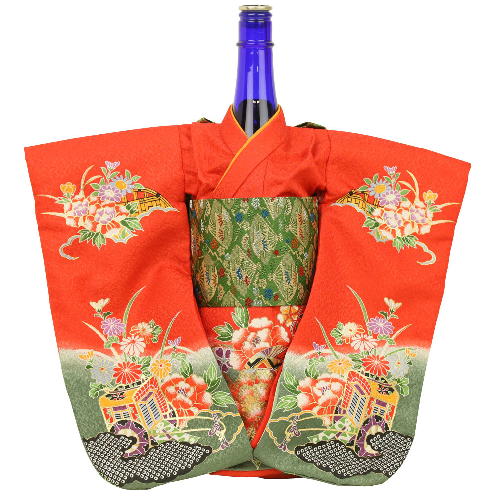 彩のおもたせ 着物ボトルカバー 胡蝶の夢 一升瓶用　kb-3