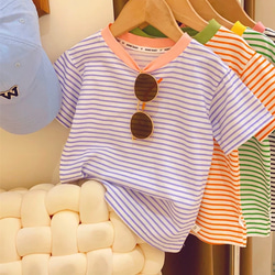 子供　Tシャツ ボーダー　韓国子供服　ベビー服　男の子　女の子 1枚目の画像