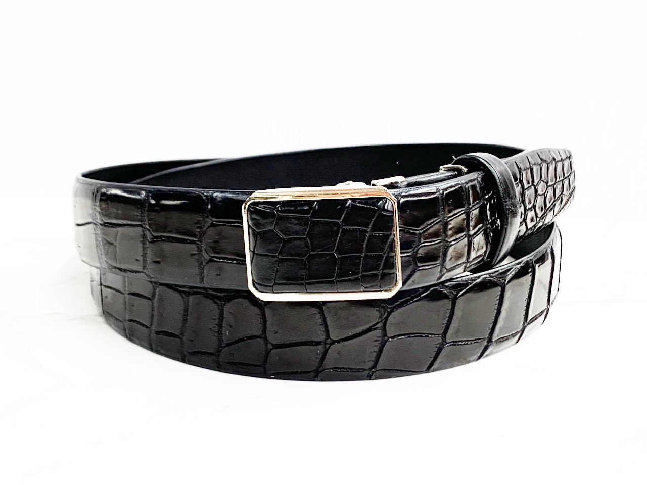 日本製　上質　クロコダイル　マット仕上げ　LLサイズ　３０㎜巾　上質　ベルト　フリーサイズ　エキゾチックレザー