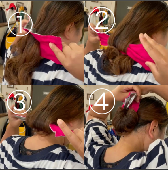 【オフィスでも使える】お団子メーカー デフトバン シニヨン 簡単ヘアアレンジ 濃紺 紺色 ネイビー 4枚目の画像