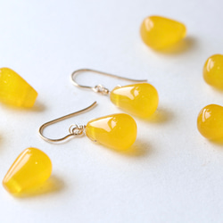 14Kgf 宝石質シトリン ダイヤプリンセスカット ピアス/イヤリング