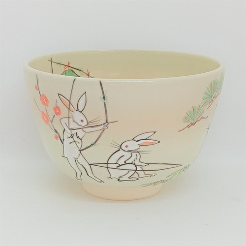 茶盌「鳥獣戯画・的当て」京焼・清水焼 京都 伝統工芸品 清水焼 抹茶盌