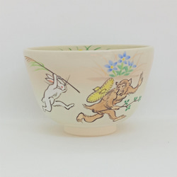 楽焼茶碗「雪のクリスマス」 抹茶碗 茶道具 手描き クリスマスツリー