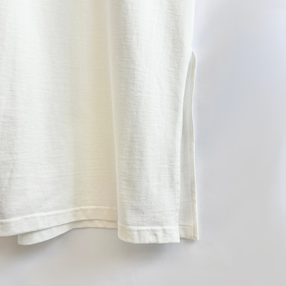 コットンTシャツドレス　ヘビーオンス天竺　ロング丈　ホワイト 5枚目の画像