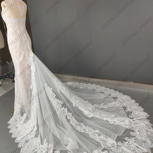 総レース マーメイドライン ウェディングドレス 二次会 結婚式 前撮り