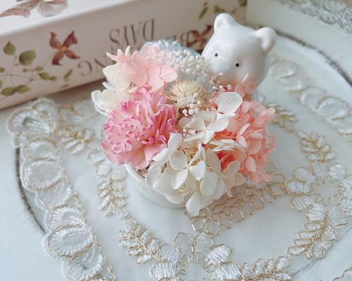 ナチュラルドライフラワーくまさん♡アロマストーン