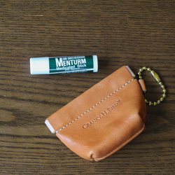 マチありバネ口金ポーチ　栃木レザー　本革　ポーチ　　小物収納　イヤホン　カード　コインケース　お薬　プチギフト 16枚目の画像