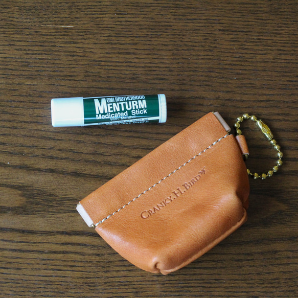 マチありバネ口金ポーチ　栃木レザー　本革　ポーチ　　小物収納　イヤホン　カード　コインケース　お薬　プチギフト 16枚目の画像