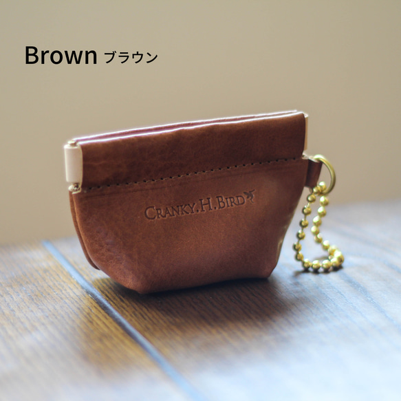 マチありバネ口金ポーチ　栃木レザー　本革　ポーチ　　小物収納　イヤホン　カード　コインケース　お薬　プチギフト 10枚目の画像