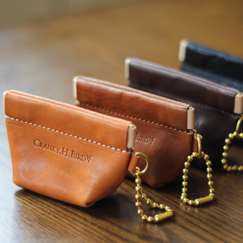 マチありバネ口金ポーチ 栃木レザー 本革 ポーチ 小物収納 イヤホン