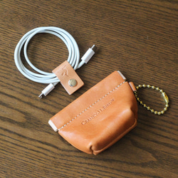 マチありバネ口金ポーチ　栃木レザー　本革　ポーチ　　小物収納　イヤホン　カード　コインケース　お薬　プチギフト 14枚目の画像