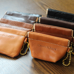 マチありバネ口金ポーチ　栃木レザー　本革　ポーチ　　小物収納　イヤホン　カード　コインケース　お薬　プチギフト 3枚目の画像