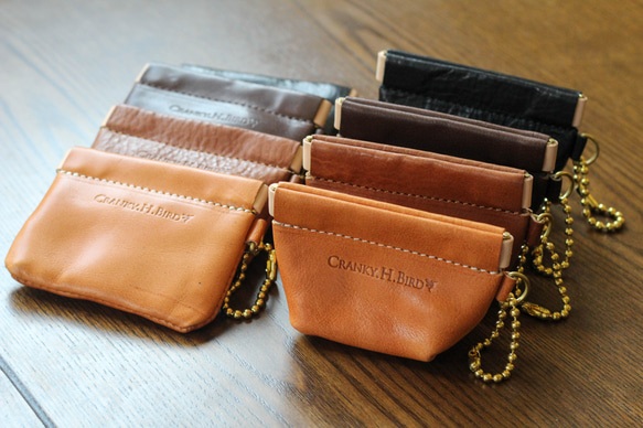 マチありバネ口金ポーチ　栃木レザー　本革　ポーチ　　小物収納　イヤホン　カード　コインケース　お薬　プチギフト 3枚目の画像