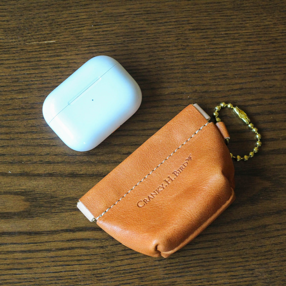 マチありバネ口金ポーチ　栃木レザー　本革　ポーチ　　小物収納　イヤホン　カード　コインケース　お薬　プチギフト 13枚目の画像