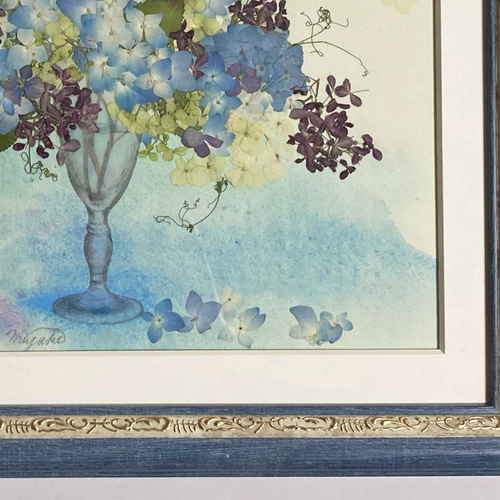 押し花絵 縁起の良い青富士逆さ富士 押し花アート 神戸六甲 優花│ブーケ