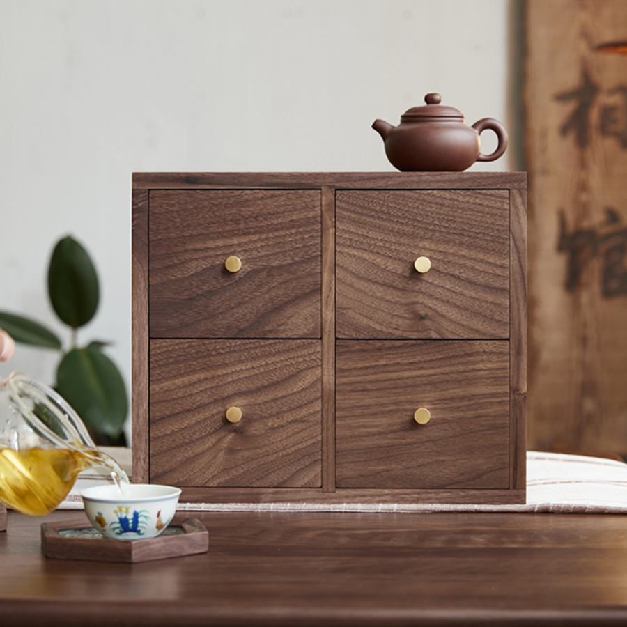 木製四段引き出し 収納什器 インテリア雑貨収納 大容量 フリーサイズ 小物入れ おうち時間