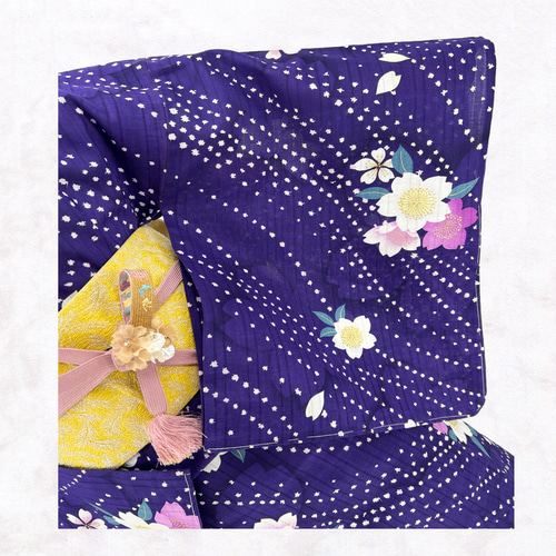 美品★綿麻の浴衣　着物　夏の着物　夏着物　紫　縦縞　白　ストライプ　単衣　単 美品☆綿麻の浴衣着物夏の着物夏着物紫縦縞白ストライプ単衣単