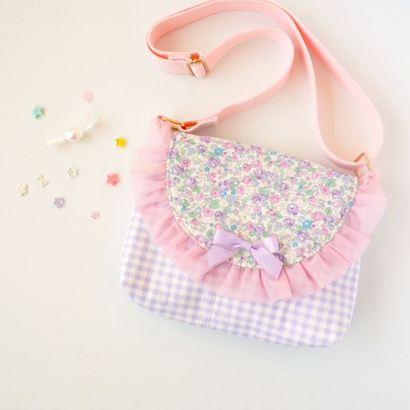カラフルチェック柄ポシェット COLORFUL CANDY STYLE 通園バッグ ショルダーバッグ 保育園