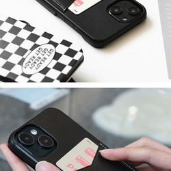 iPhoneケース 栃木レザー スマホケース カード収納 ハードケース ポリカーボネート 白ステッチ wtopr 5枚目の画像