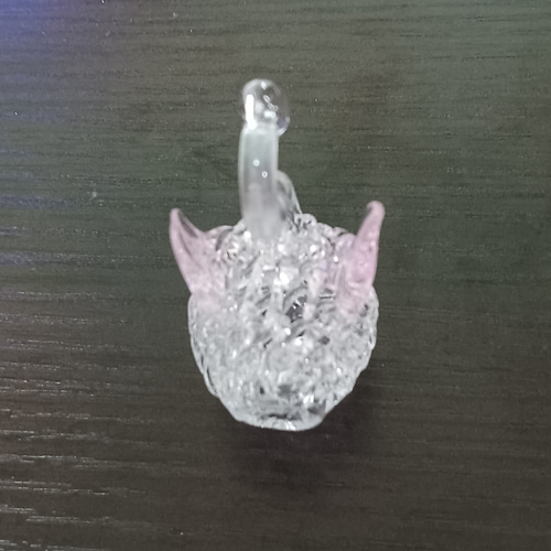 手作り！ガラス細工 ピンクのスワン白鳥 立体・オブジェ 森の妖精