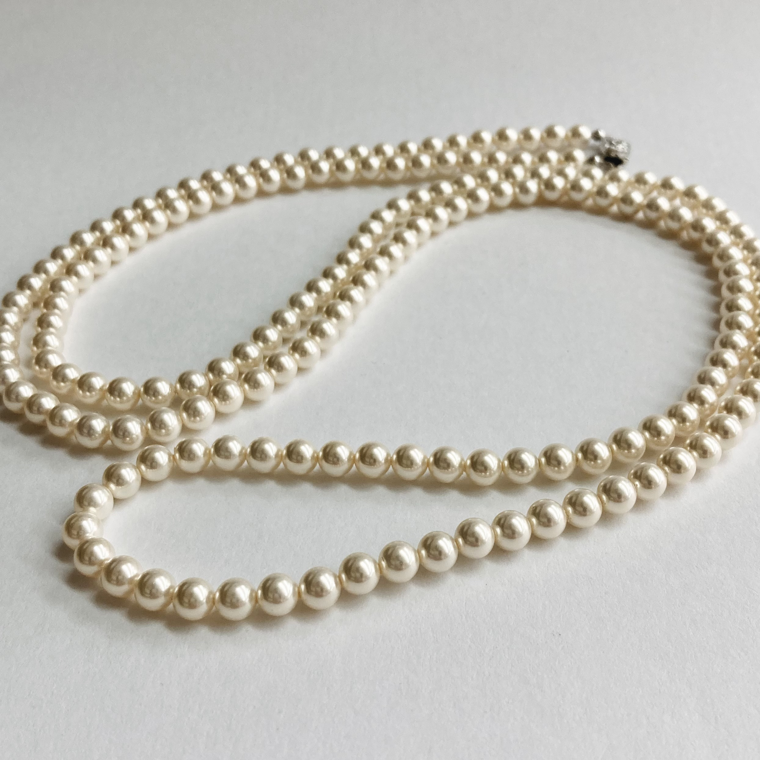 貝パールロープネックレス/6mm約120cm/エクリュベージュ/R/made in japan