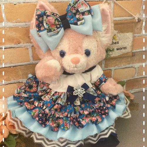 リーナベルS 紺花柄ワンピース6点コスチューム 双子コーデの