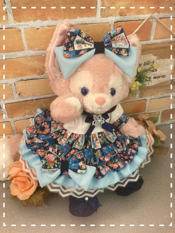 リーナベルＳ　紺花柄　和モダン　浴衣ドレス6点コスチューム　ステラルーも出品中 リーナベルSサイズ☆花柄 和着物ドレス6点コスチューム
