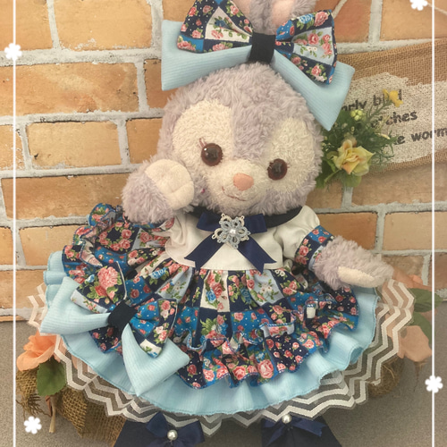ステラルー S 紺花柄ワンピース6点コスチューム 双子コーデの