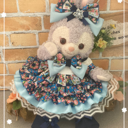 ステラルー S 紺花柄ワンピース6点コスチューム 双子コーデの 