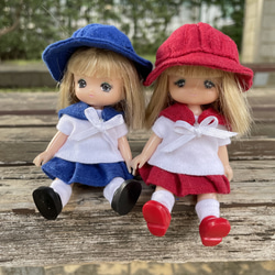 M2318 ミキちゃんマキちゃん ハンドメイド 服　幼稚園　夏物制服　セーラー服 1枚目の画像