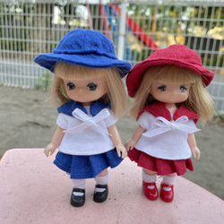 M2318 ミキちゃんマキちゃん ハンドメイド 服　幼稚園　夏物制服　セーラー服 2枚目の画像