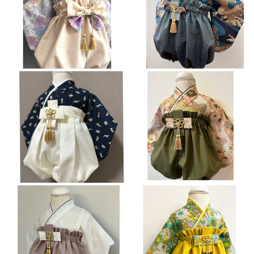 ☻*様ご確認専用 ベビー袴 生地サンプル（完成品】031 刺繍生地02(クロ 