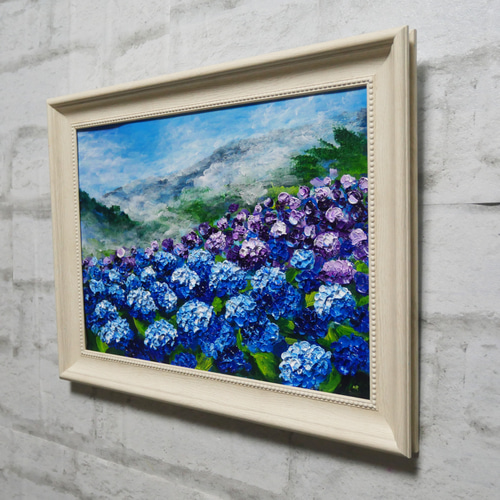 油絵 油彩 油彩画 絵 絵画【天空の紫陽花】 絵画 HR 通販