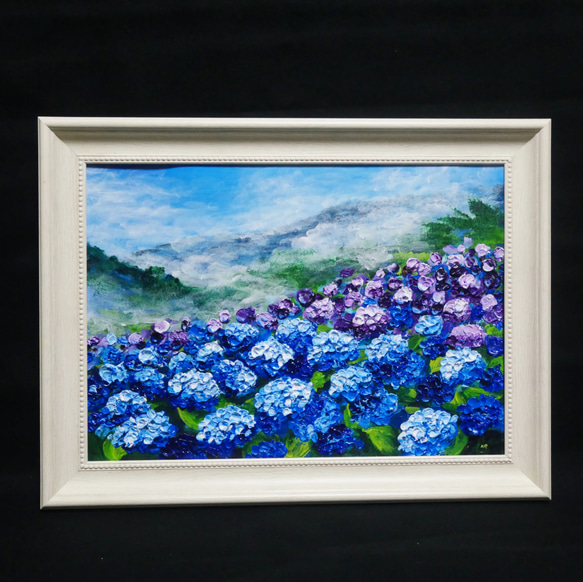 油絵 油彩 油彩画 絵 絵画【天空の紫陽花】 絵画 HR 通販