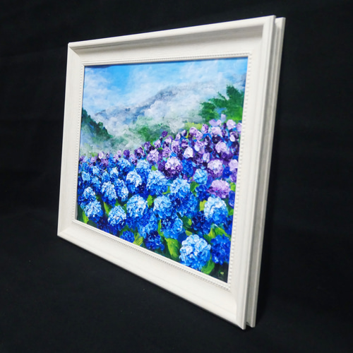 油絵 油彩 油彩画 絵 絵画【天空の紫陽花】 絵画 HR 通販