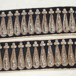 50cmより スパンコールチロリアンテープ 黒☆ 手芸 素材 材料 インド刺繍リボン アラビアン リボン サリー 5枚目の画像