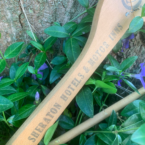 アド付きビンテージ木製ハンガーアメリカ製【Made in USA 1950 アド付きビンテージ木製ハンガーアメリカ製【Made in USA 1950